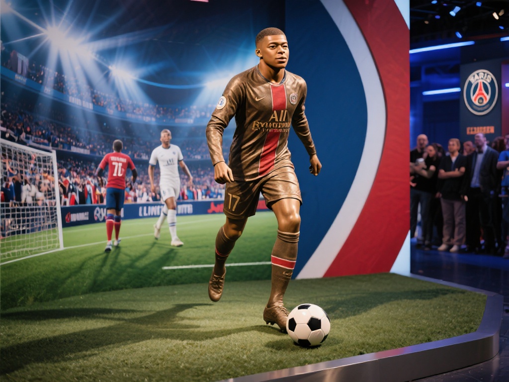 姆巴佩新蜡像亮相：栩栩如生，真假难辨